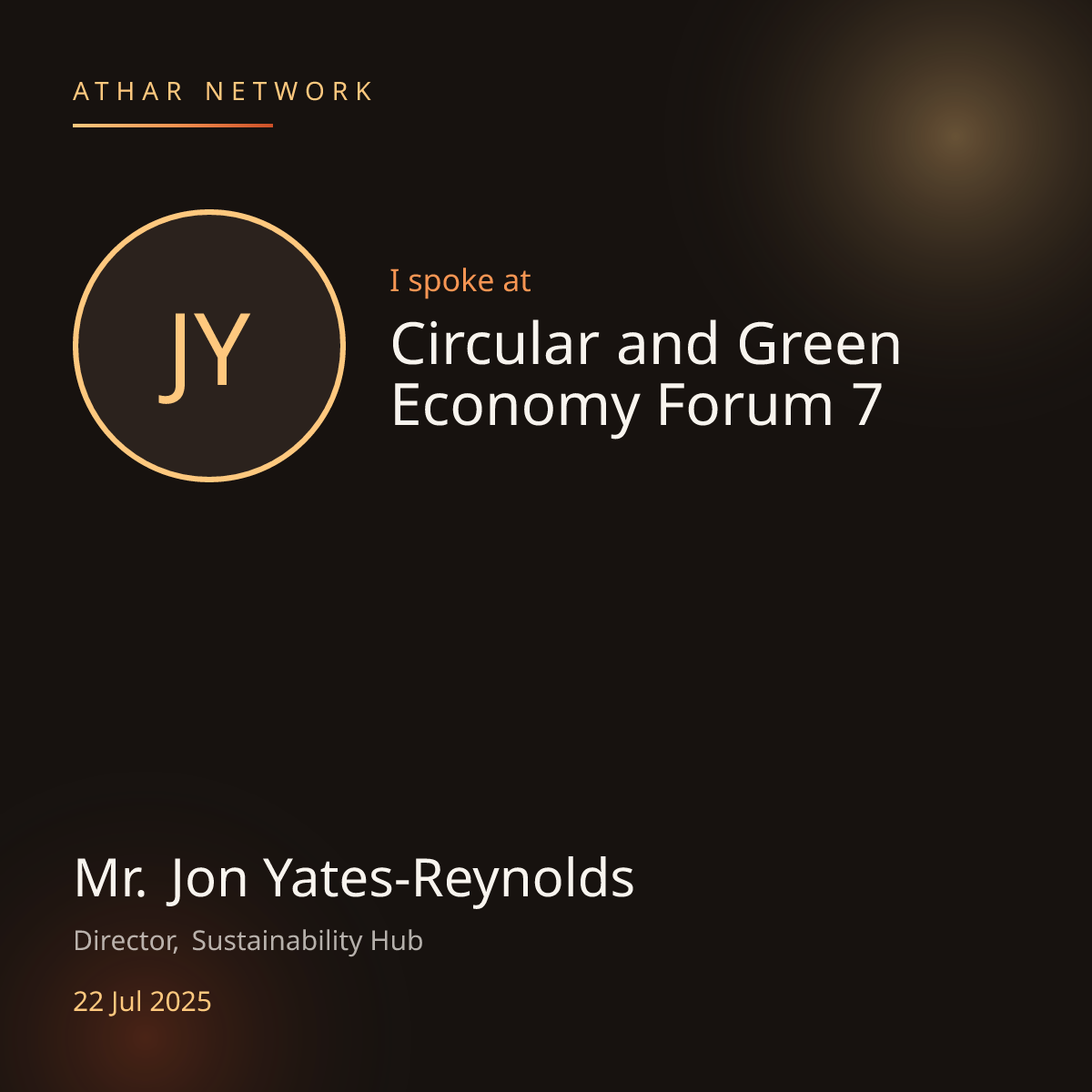 Jon Yates-Reynolds at Athar Network